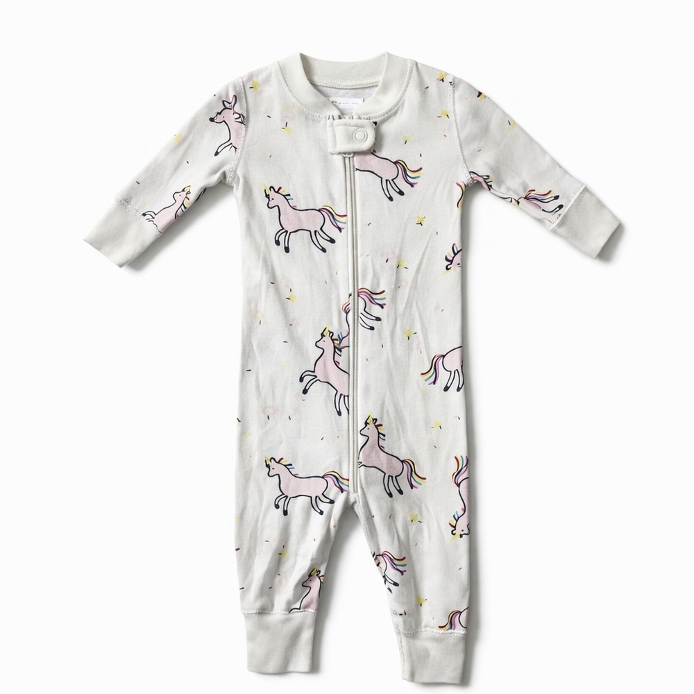 Hanna Andersson Unicorn Zip Sleeper 0–3M Organic Cotton Baby Pajamas